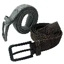 Men's Woven Canvas Belt – No-Hole Punch Free Solid Brown & Grey