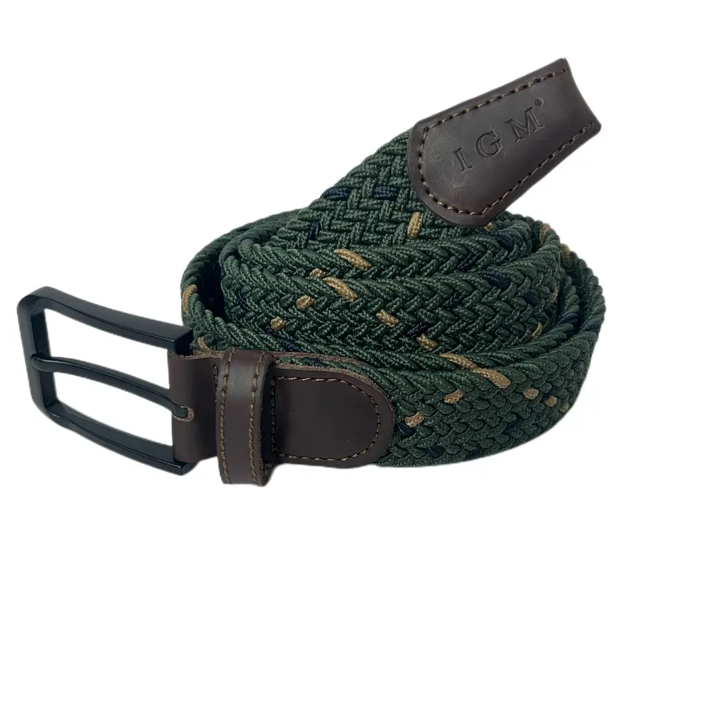Men's Woven Canvas Belt – No-Hole Punch Free Forest Green