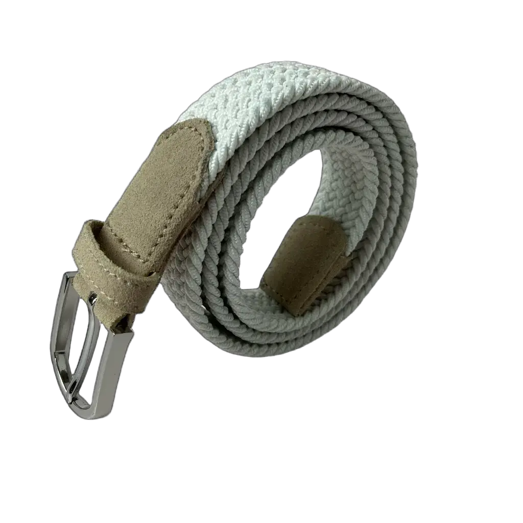 Women's Woven Suede Canvas Belt – No-Hole Punch Free Solid Light Grey