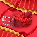 Men's Woven Canvas Belt – No-Hole Punch Free Elastic Big Red