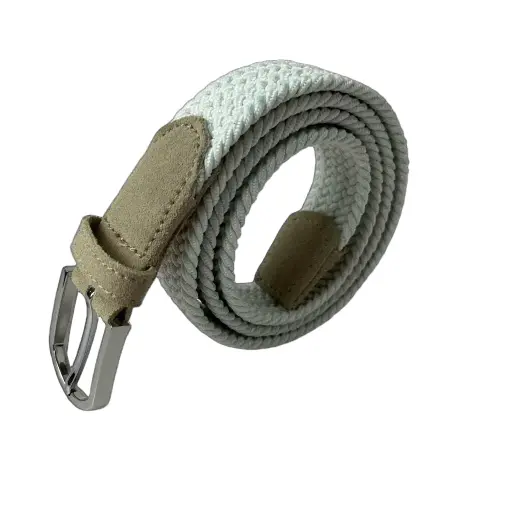 Women's Woven Suede Canvas Belt – No-Hole Punch Free Solid Light Grey
