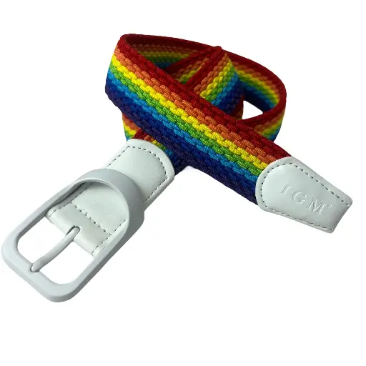Men's Woven Canvas Belt – No-Hole Punch Free Rainbow Stripe
