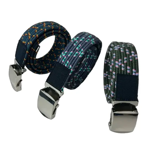 Elastic Braided Belt with Military-Style Auto Buckle