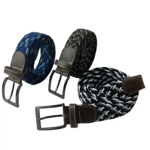 Men's Woven Canvas Belt – No-Hole Punch Free Elastic for Jeans