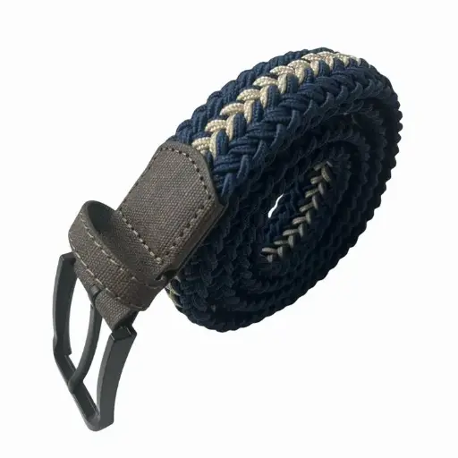 Square Metal Buckle Leather Woven Fashionable Belt Metal Buckle Canvas Elastic Fabric Belt 
