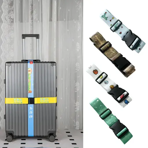 Adjustable Polyester Fabric Luggage Straps with Strong Bag TSA Buckles Travel Security Belt for Suitcases 