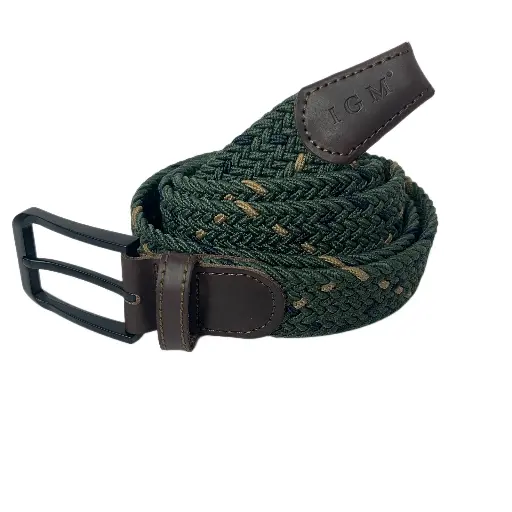 Men's Woven Canvas Belt – No-Hole Punch Free Forest Green
