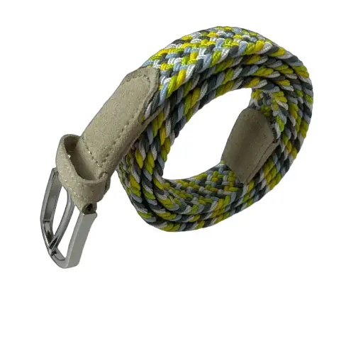 Women's Woven Suede Canvas Belt – No-Hole Punch Free Lemon Yellow